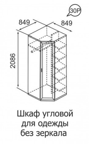 Шкаф угловой для одежды Ника-Люкс 30 без зеркал в Каменске-Уральском - kamensk-uralskij.mebel-e96.ru