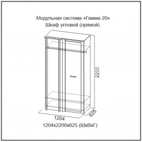 Шкаф угловой (ПРЯМОЙ) серия Гамма-20 в Каменске-Уральском - kamensk-uralskij.mebel-e96.ru