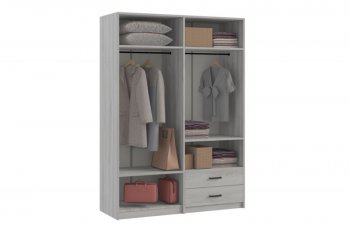 Шкаф 1500 мм  4-х ств. с зеркалом 2 ящ. SVETLANA LOFT, сосна белая (Генезис) в Каменске-Уральском - kamensk-uralskij.mebel-e96.ru