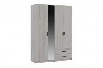 Шкаф 1500 мм  4-х ств. с зеркалом 2 ящ. SVETLANA LOFT, сосна белая (Генезис) в Каменске-Уральском - kamensk-uralskij.mebel-e96.ru