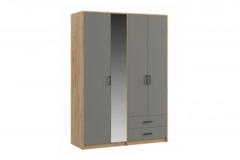 Шкаф 1500 мм  4-х ств. с зеркалом 2 ящ. SVETLANA LOFT, Дуб золотой/Серый (Генезис) в Каменске-Уральском - kamensk-uralskij.mebel-e96.ru