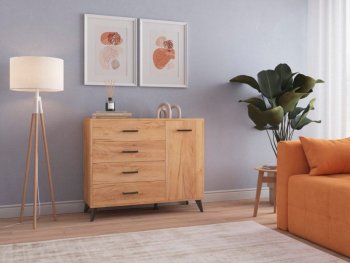 Комод-Тумба (1дв,4ящ) SVETLANA LOFT, дуб золотой (Генезис) в Каменске-Уральском - kamensk-uralskij.mebel-e96.ru