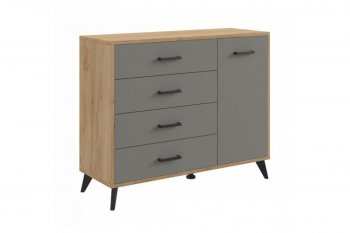 Комод-Тумба (1дв,4ящ) SVETLANA LOFT, дуб золотой/серый (Генезис) в Каменске-Уральском - kamensk-uralskij.mebel-e96.ru