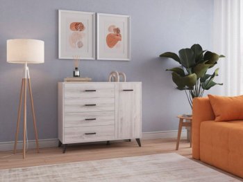 Комод-Тумба (1дв,4ящ) SVETLANA LOFT, сосна белая (Генезис) в Каменске-Уральском - kamensk-uralskij.mebel-e96.ru