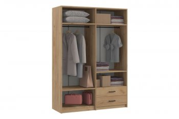 Шкаф 1500 мм  4-х ств. с зеркалом 2 ящ. SVETLANA LOFT, дуб золотой (Генезис) в Каменске-Уральском - kamensk-uralskij.mebel-e96.ru